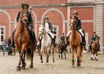 cheveux dans la cour d'honneur de l'abbaye de Gembloux